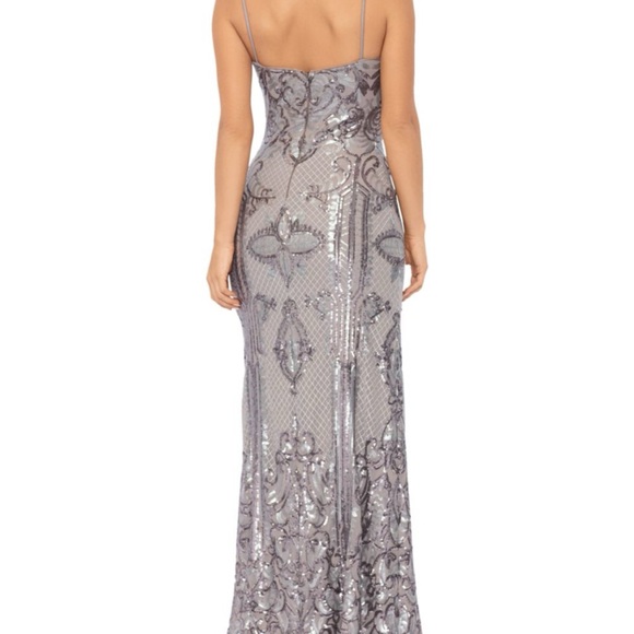 Betsy & Adam sequin scoop-neck gown - Picture 3 of 4